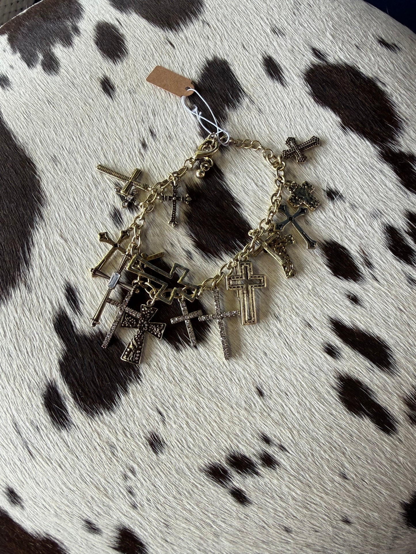Cross Charm Bracelet - Gold & Silver