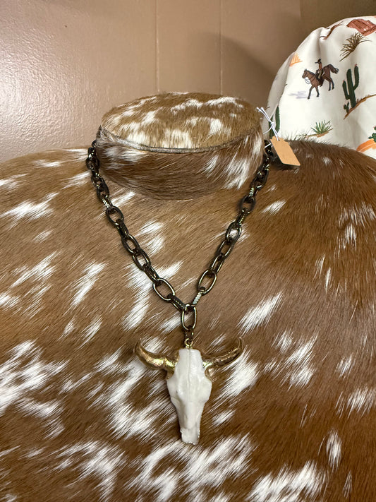 Steer Head Link Necklace