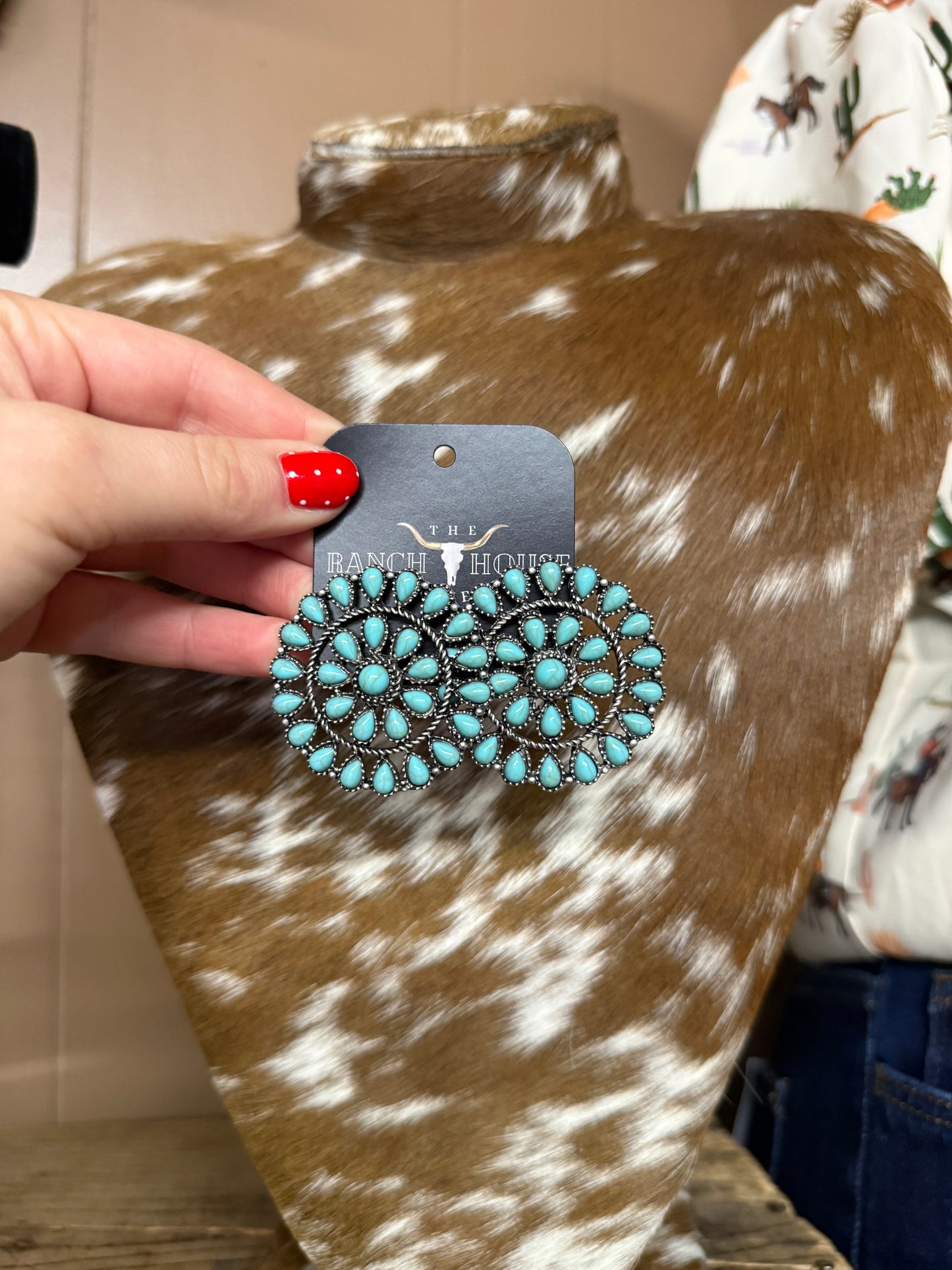 Ranch Rose Turquoise Earrings