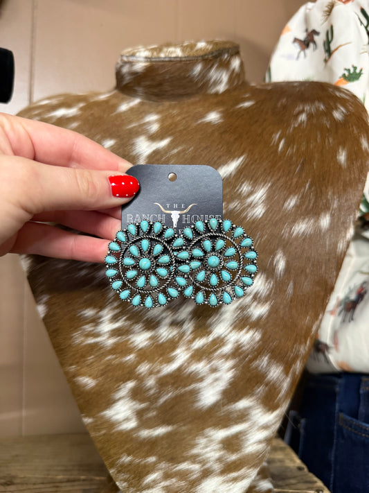 Ranch Rose Turquoise Earrings