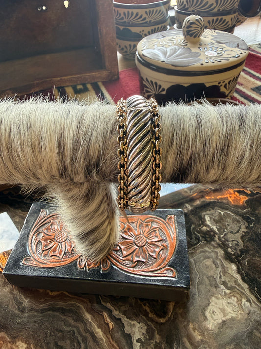 Silver Stretch Roped Edge Bracelet