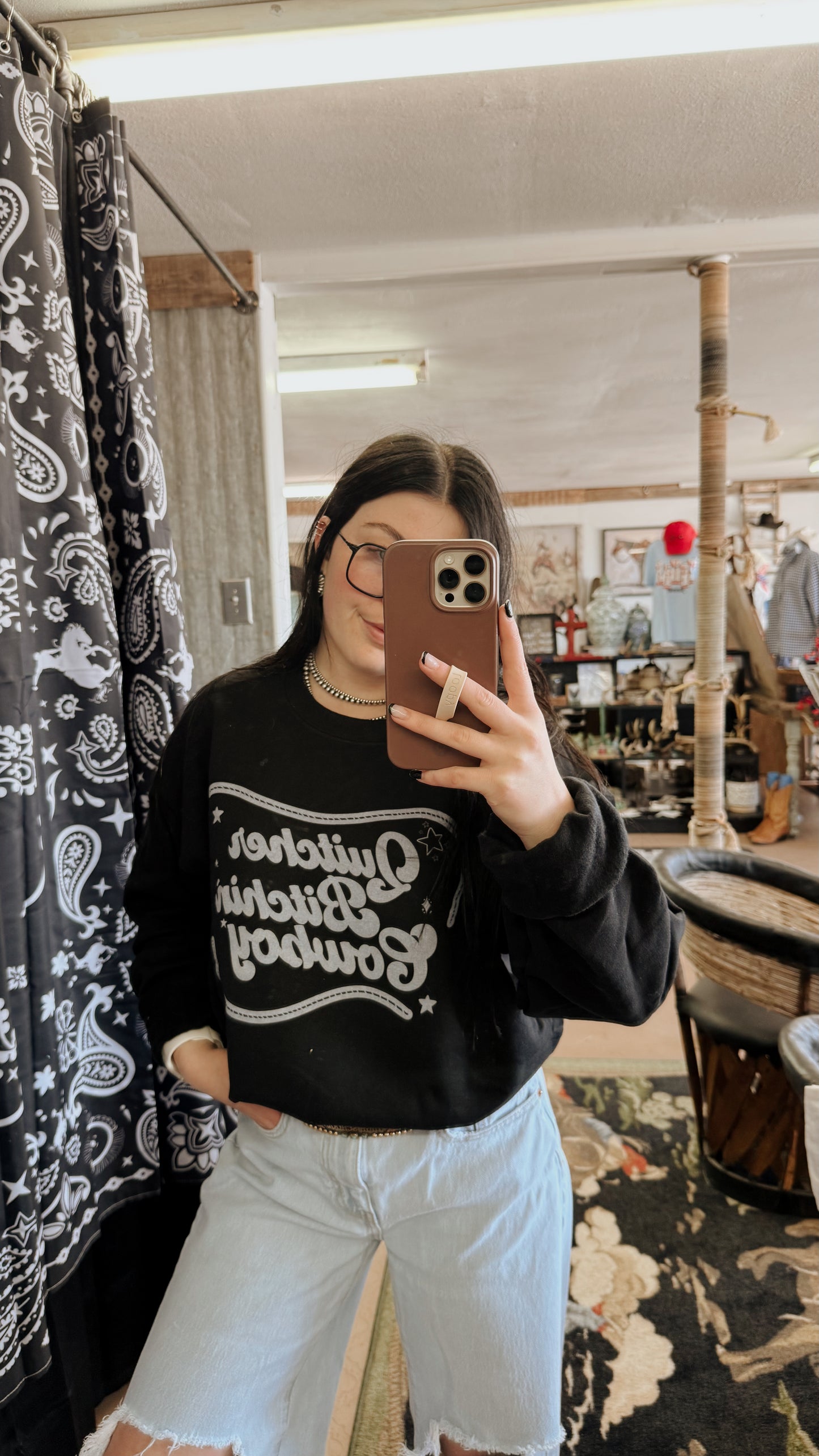 Quitcher Cowboy Crewneck